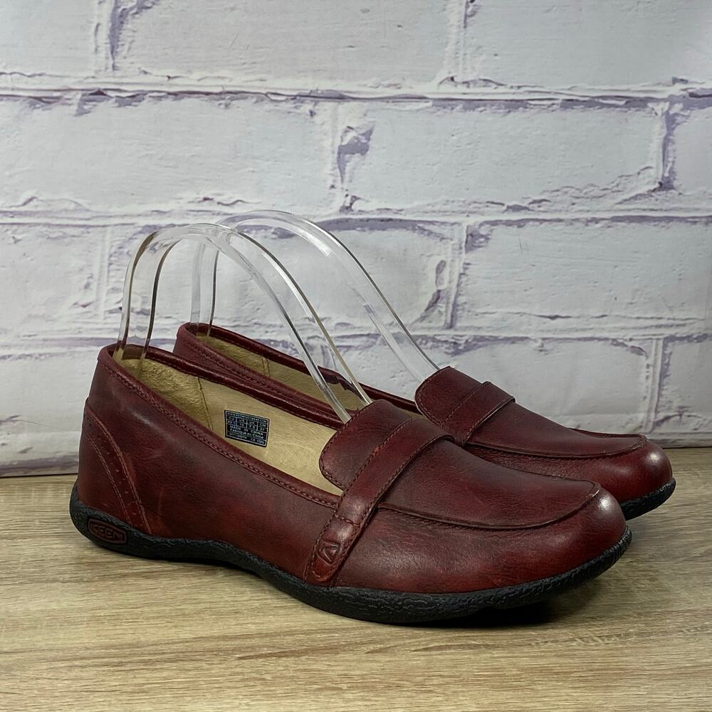 Keen Clifton Burgundy Leather Loafers Women's 10 Casual Slip On Flats Shoes